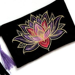 Gilded Lotus Wristlet Purse